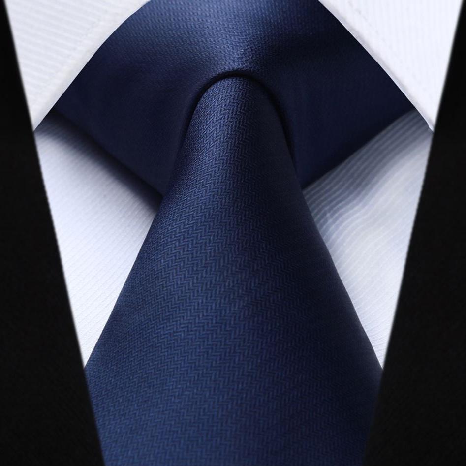 Hisdern Navy Blue Striped Business Tie Set