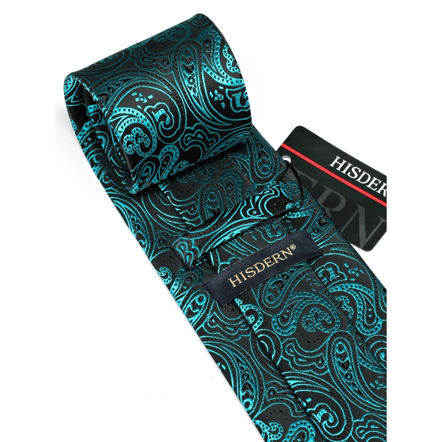 Hisdern Blue Paisley Wedding Accessories Set with Cufflinks