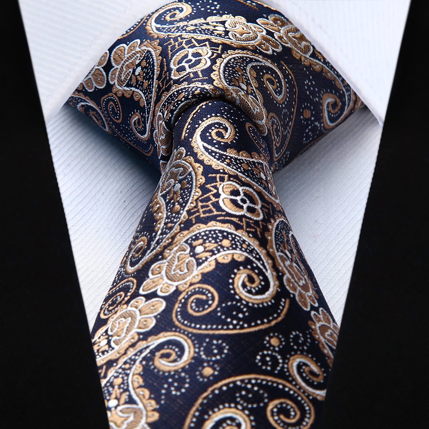 Hisdern Gold Navy Blue Floral Wedding Accessories Set