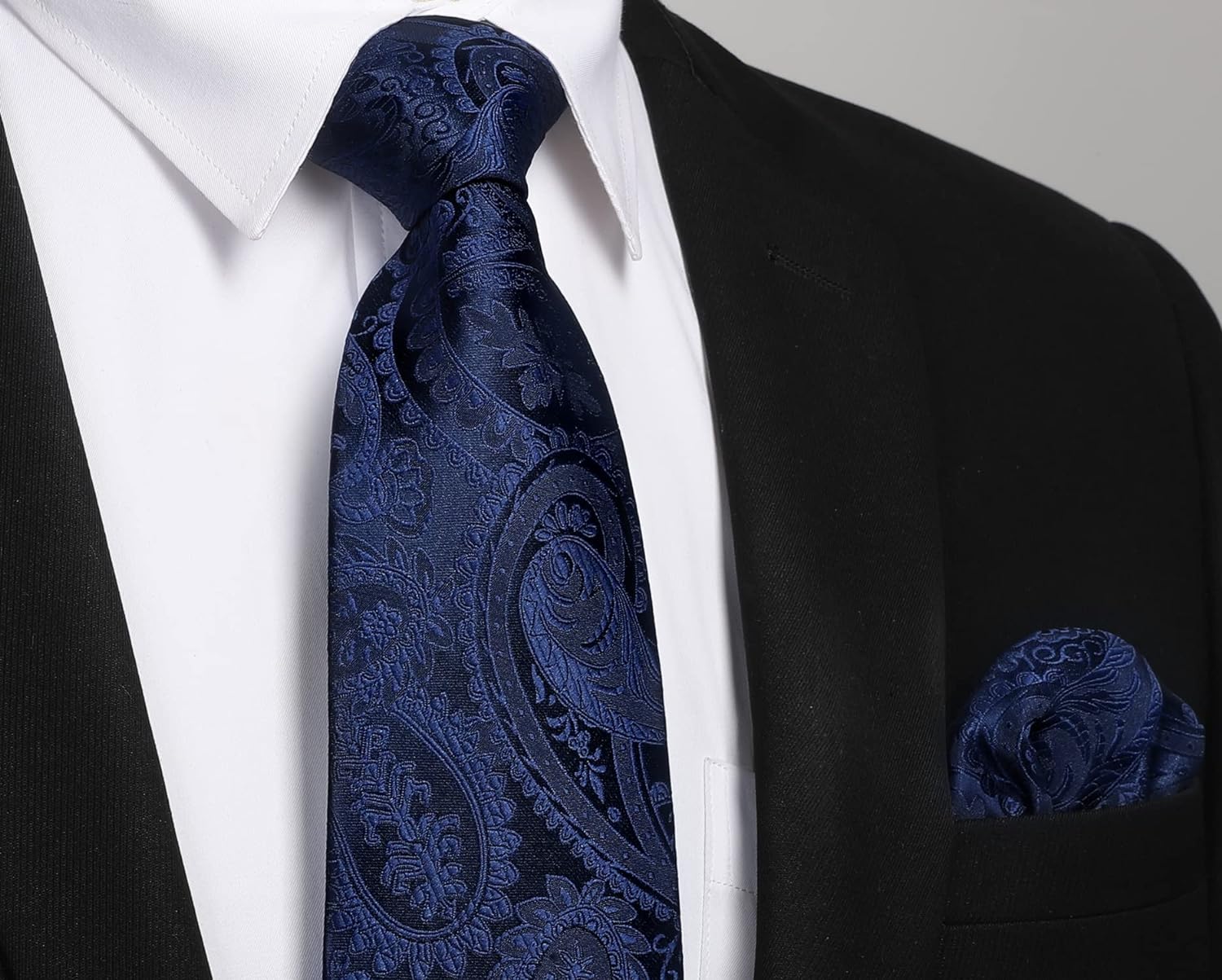 Hisdern Navy Blue Paisley Wedding Accessories Set with Clip