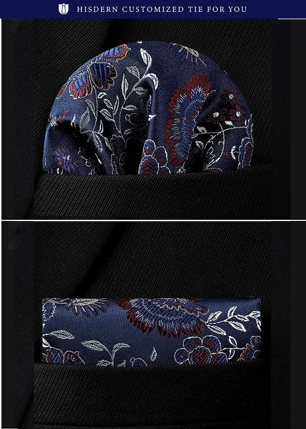 Hisdern Navy Blue Floral Wedding Accessories Set