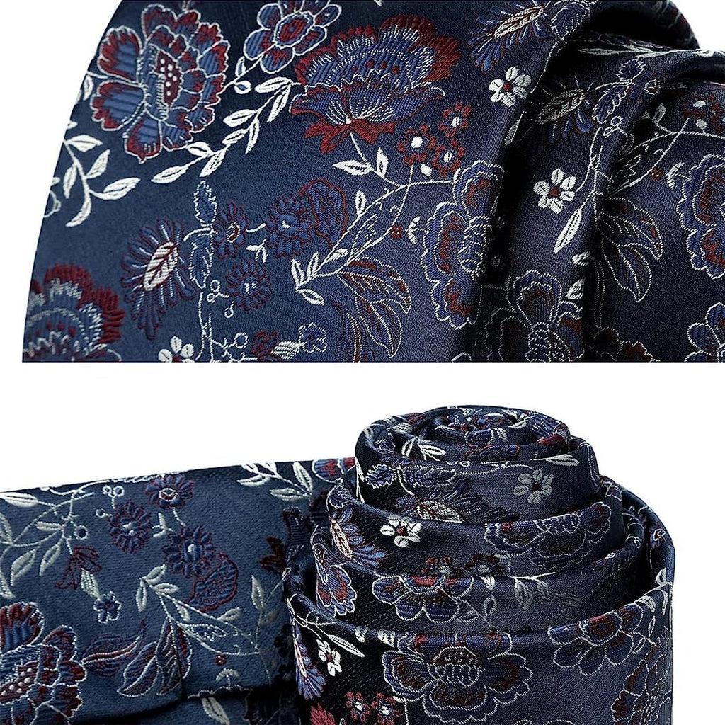 Hisdern Navy Blue Floral Wedding Accessories Set