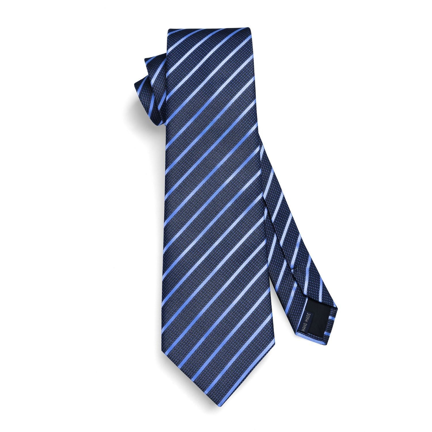 Hisdern Navy Blue Striped Business Tie Set