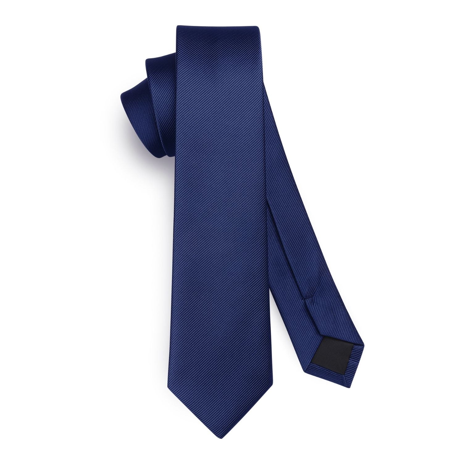 Hisdern Solid Print Skinny Tie Slim 2.4'' Formal Navy Blue Wedding Tie