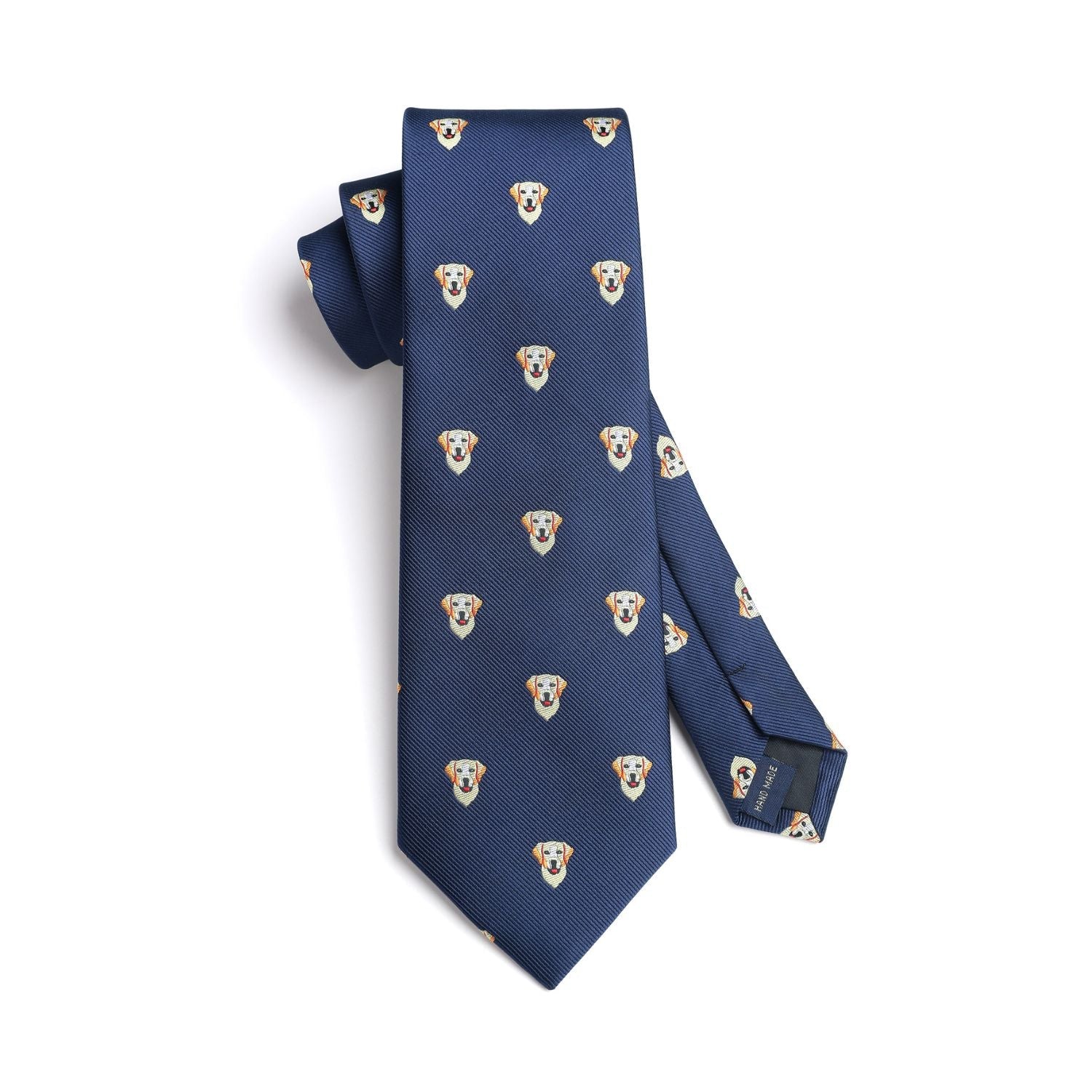 Hisdern Navy Blue Golden Retriever Cute Pattern Tie Set