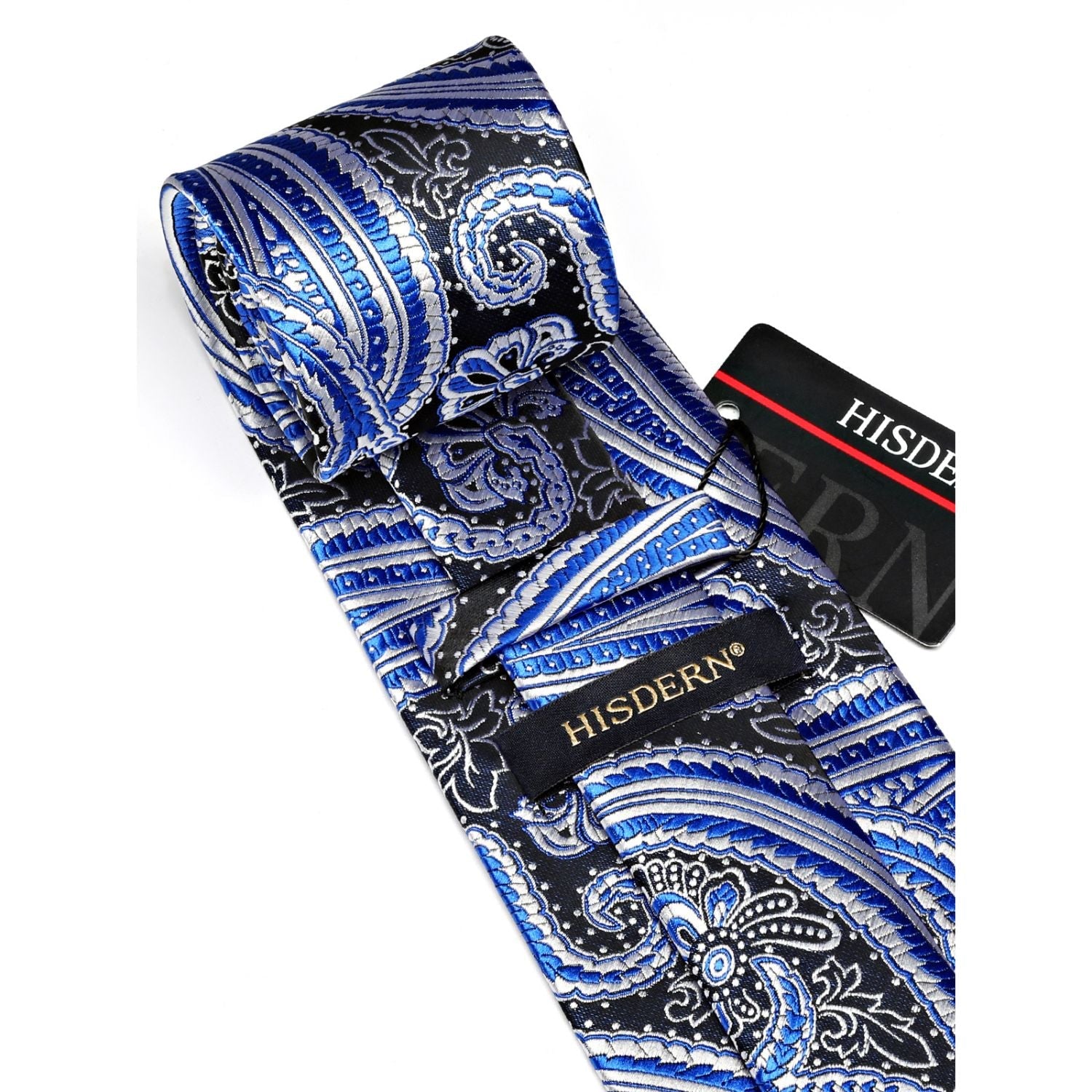 Hisdern Blue Paisley Wedding Accessories Set with Cufflinks