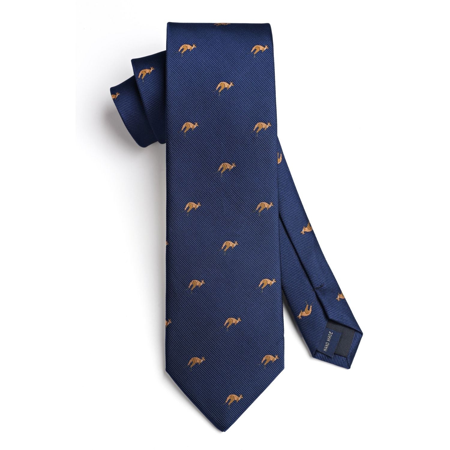 Hisdern Navy Blue Kangaroo Print Men's Suit Tie Set