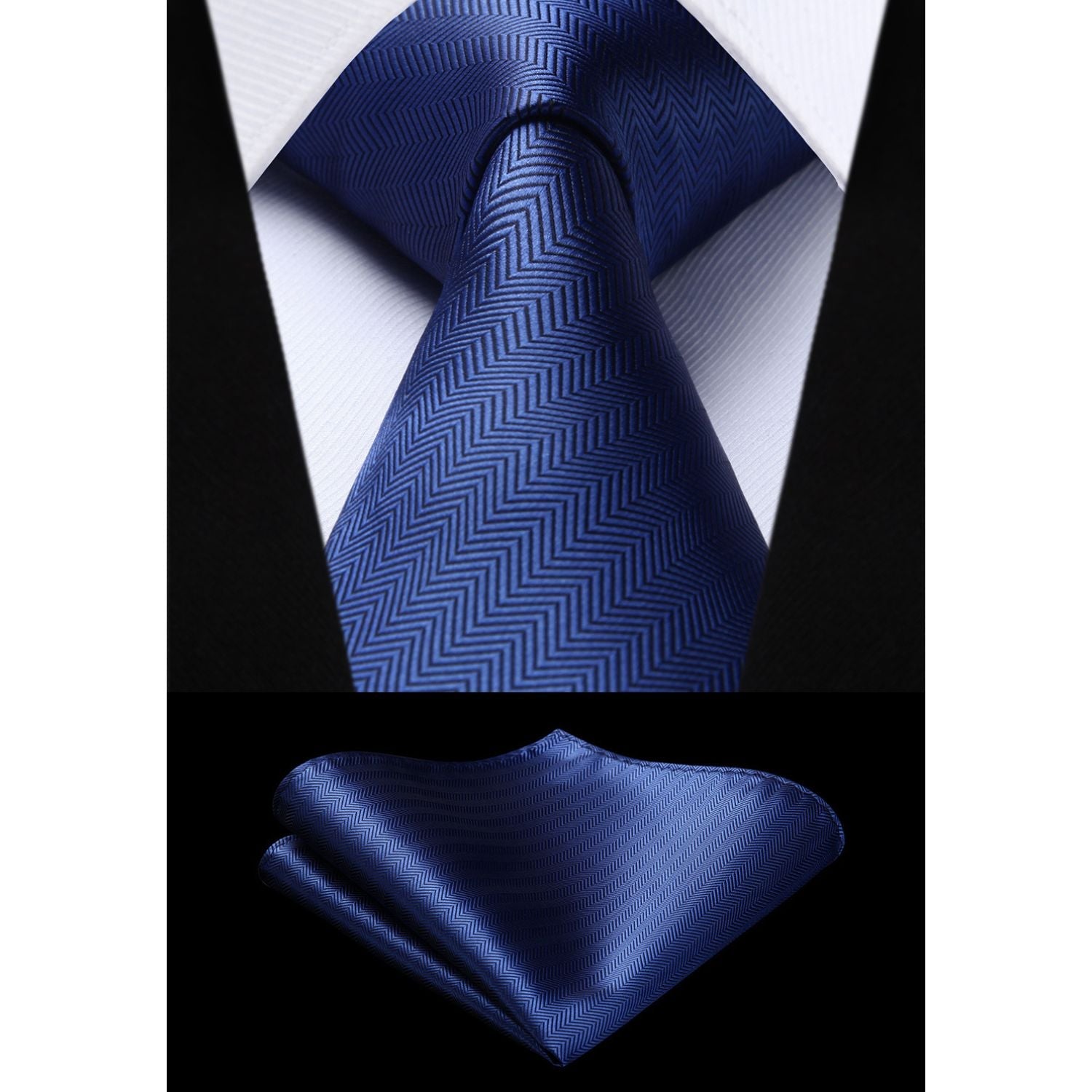 Hisdern Blue Striped Business Tie Set