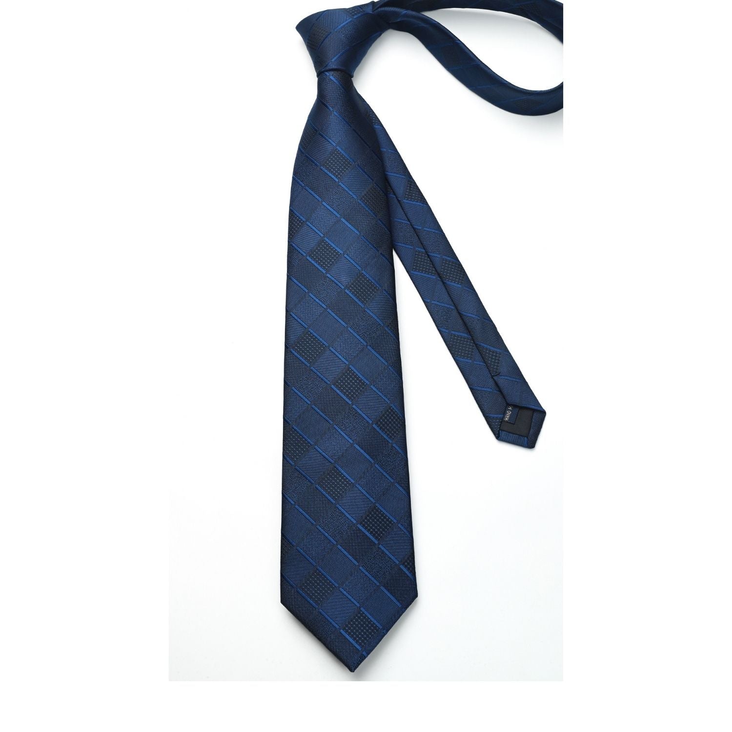 Hisdern Dark Blue Plaid Wedding Accessories Set