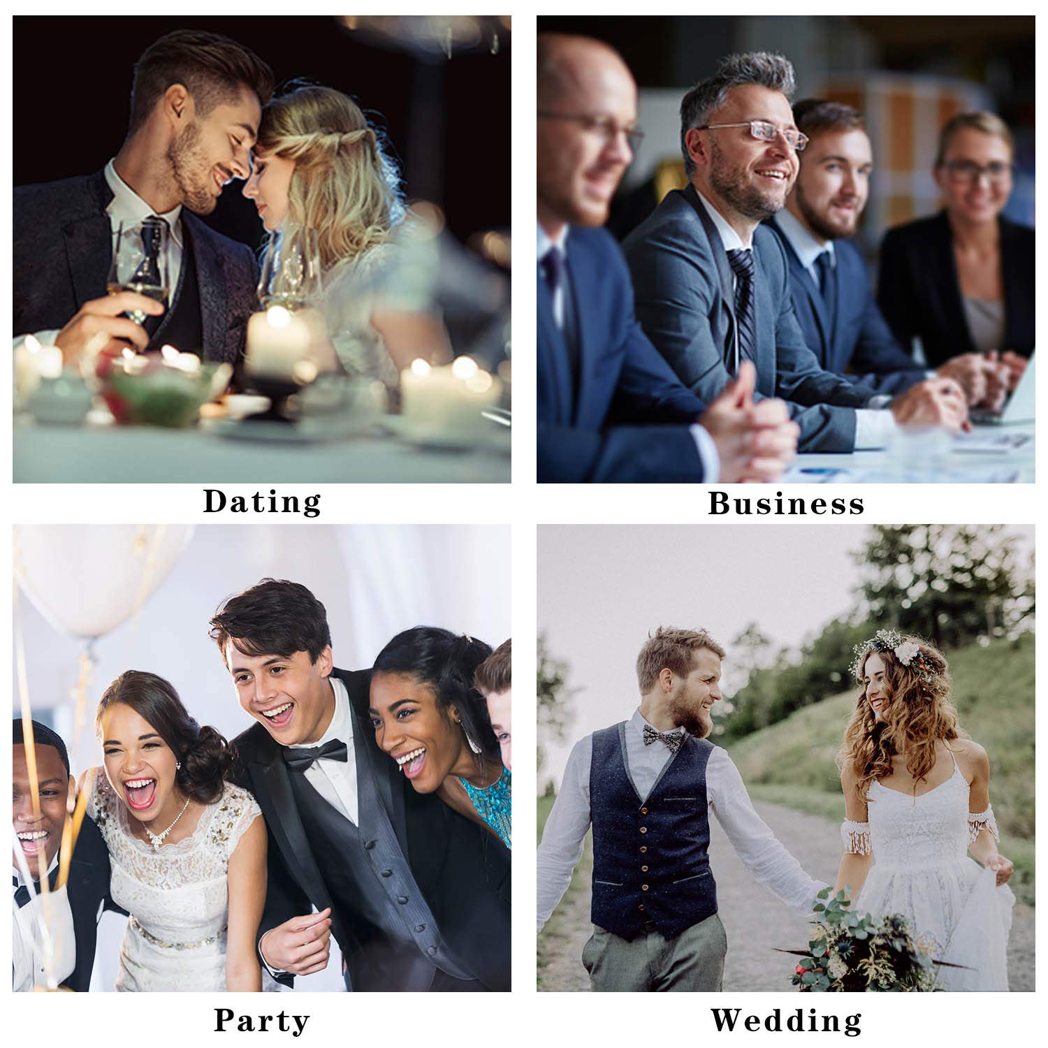Hisdern Navy Blue Striped Wedding Accessories Set