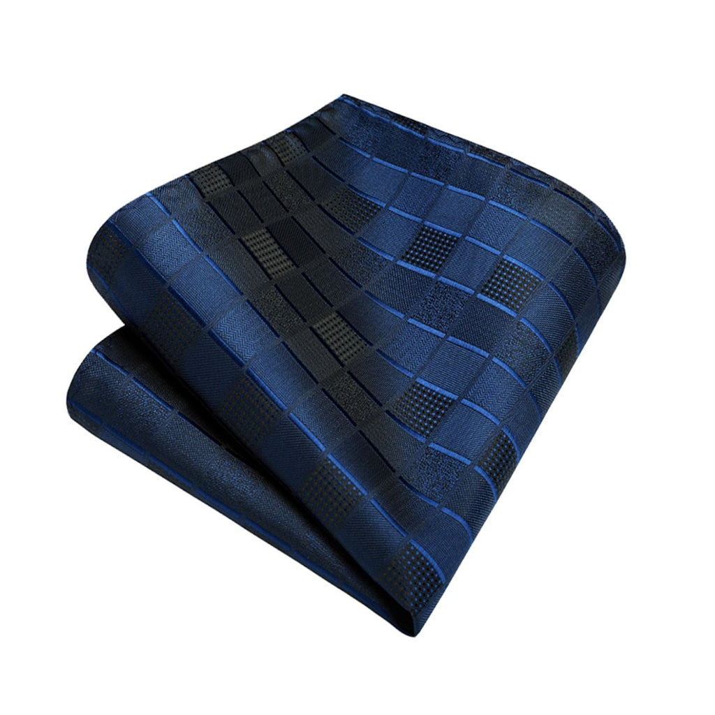 Hisdern Dark Blue Plaid Wedding Accessories Set