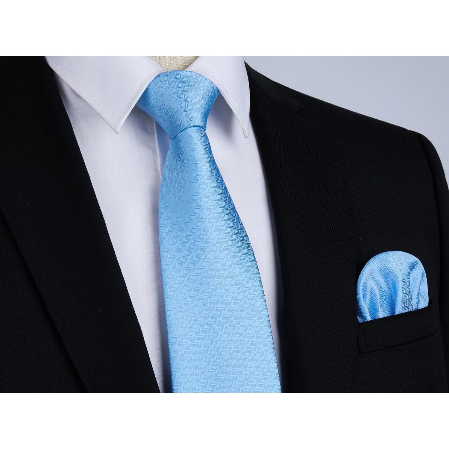 Hisdern Blue Houndstooth Business Tie Set with Cufflinks