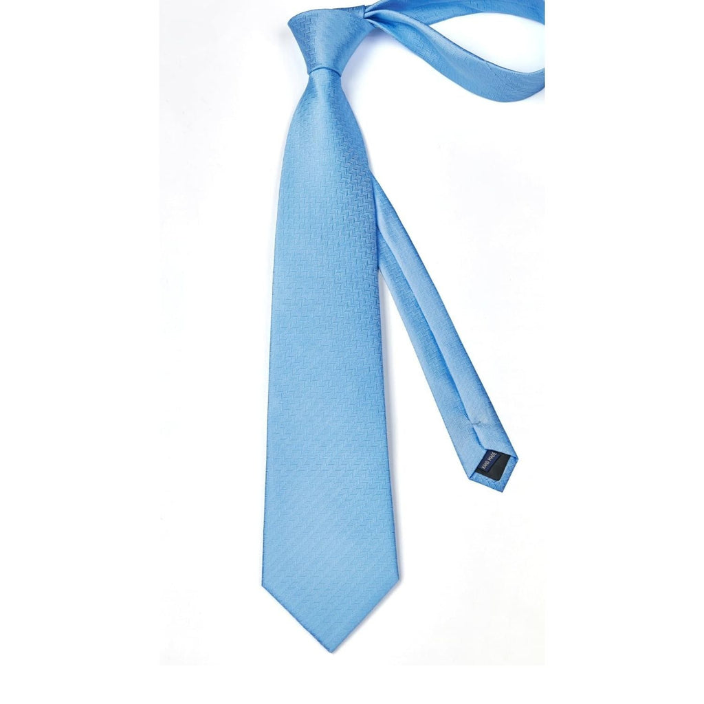 Hisdern Blue Houndstooth Business Tie Set with Cufflinks