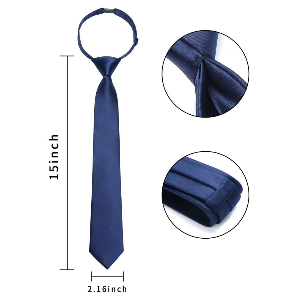 Hisdern Boys' Classic Adjustable Navy Blue Pre-Tied Necktie