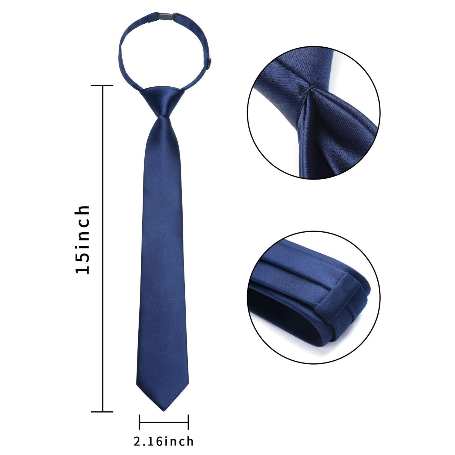 Hisdern Boys' Classic Adjustable Navy Blue Pre-Tied Necktie