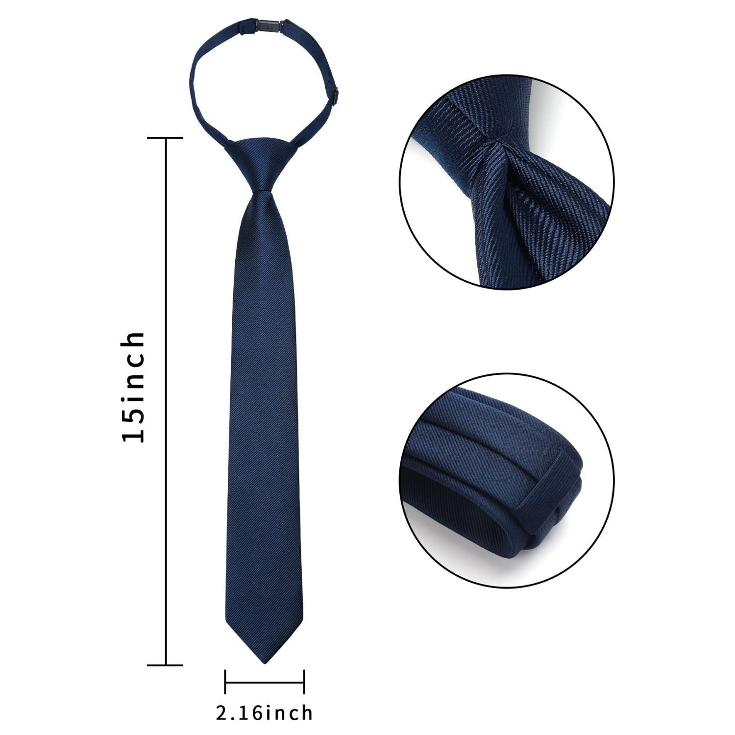 Hisdern Boys' Classic Adjustable Navy Blue Pre-Tied Necktie