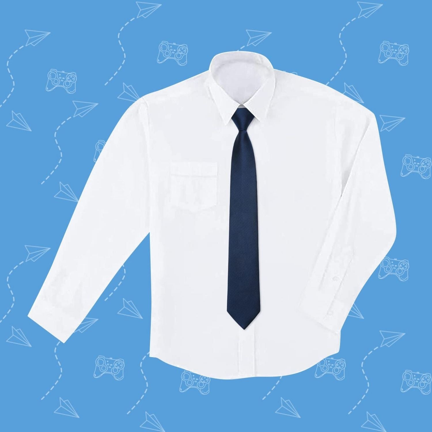 Hisdern Boys' Classic Adjustable Navy Blue Pre-Tied Necktie