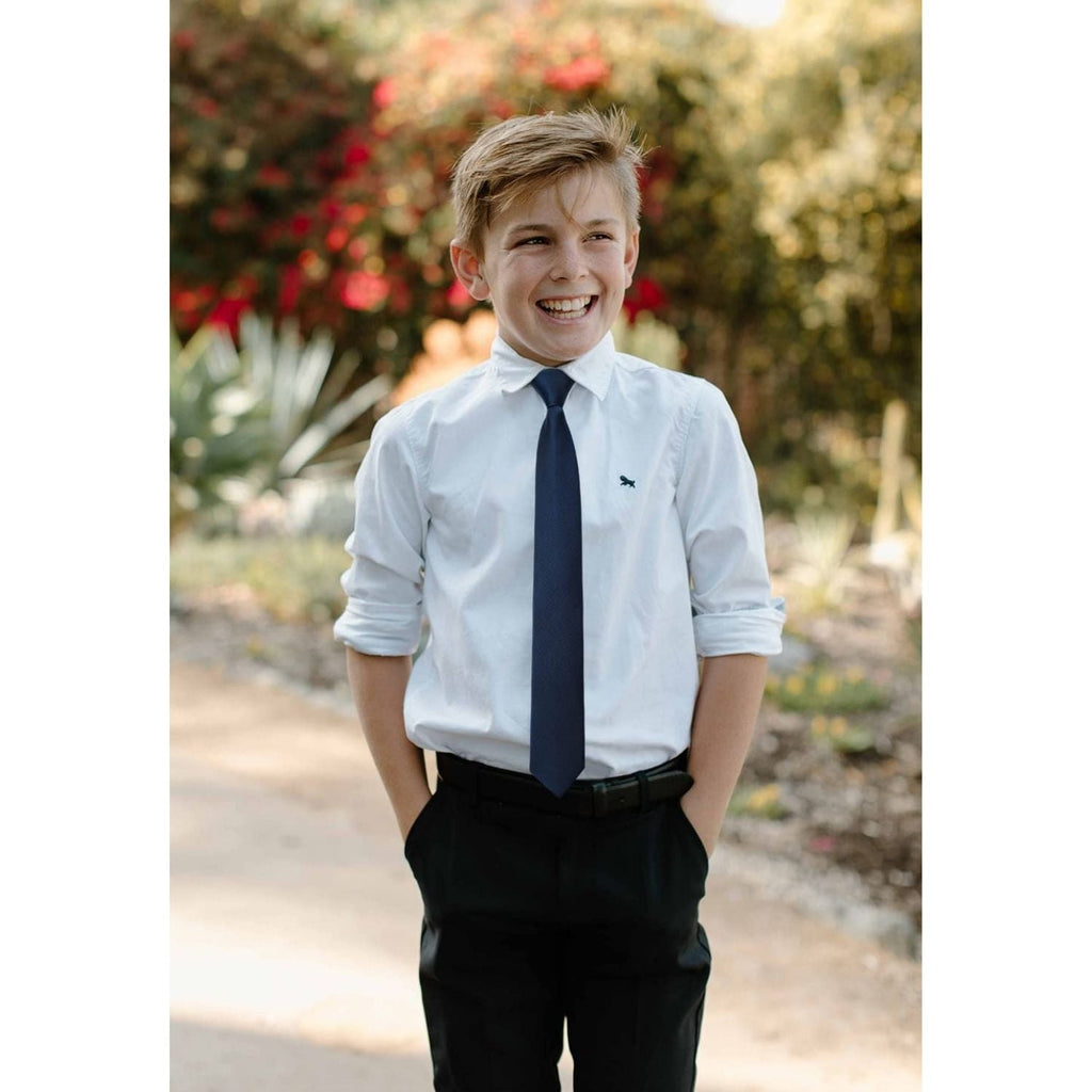 Hisdern Boys' Classic Adjustable Navy Blue Pre-Tied Necktie