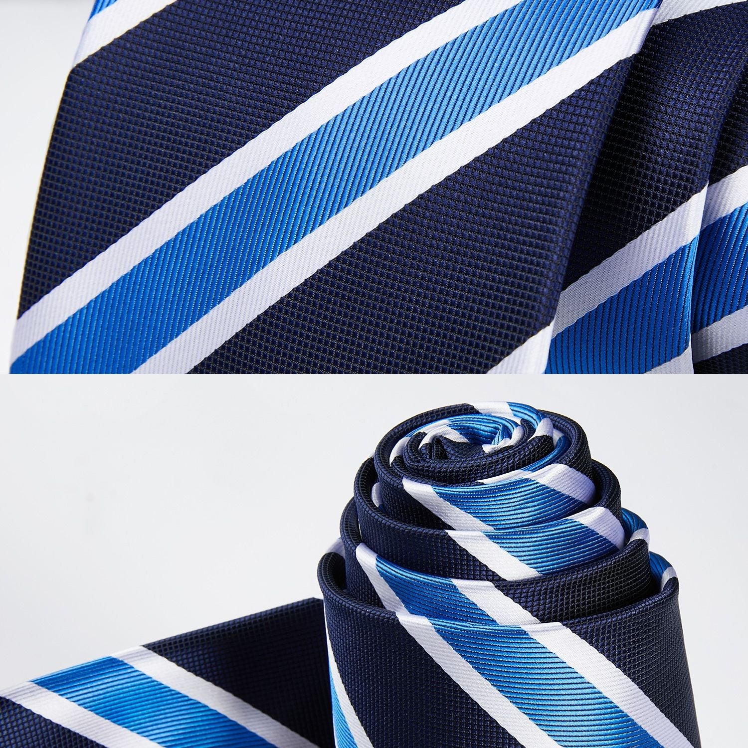Hisdern Blue Striped Business Tie Set