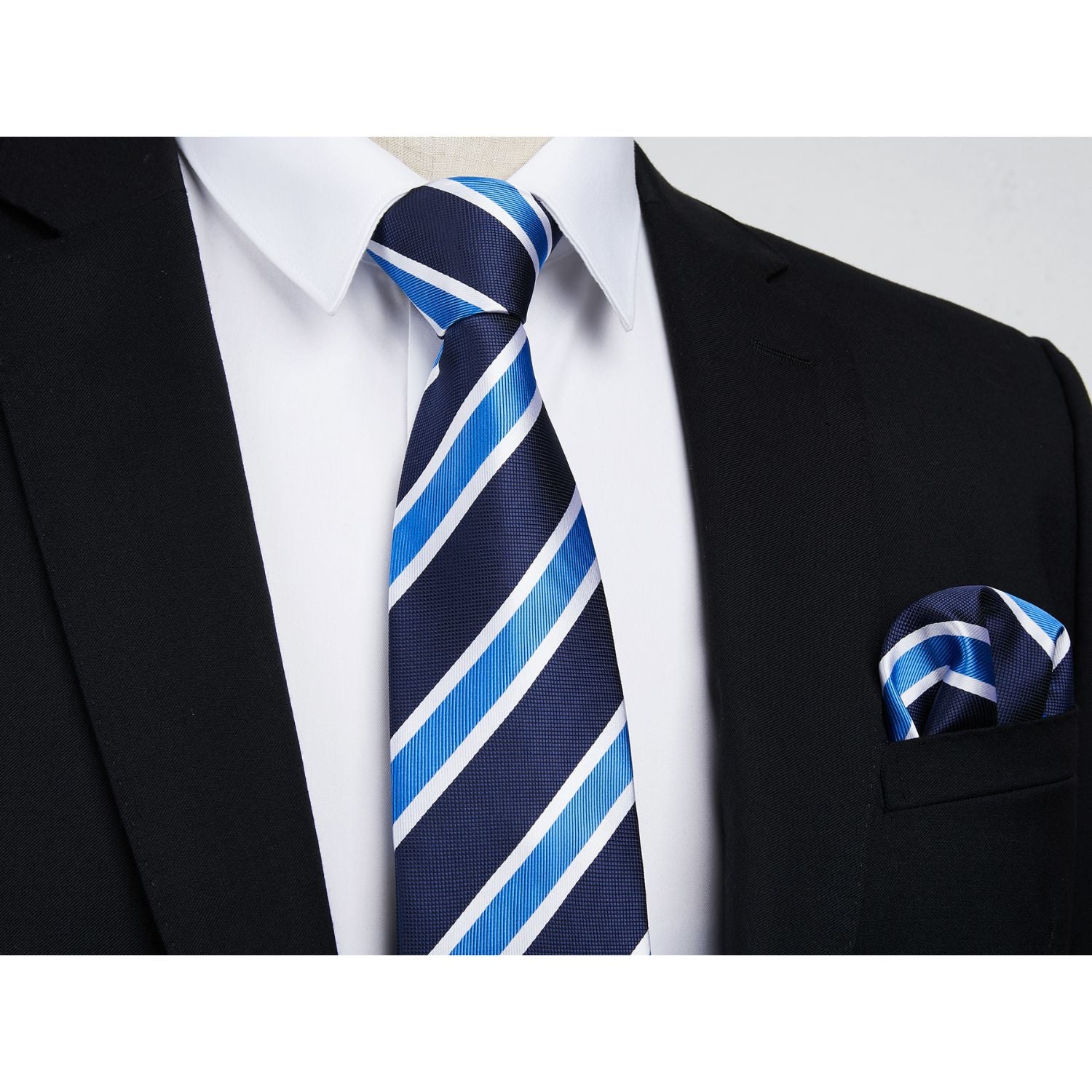 Hisdern Blue Striped Business Tie Set