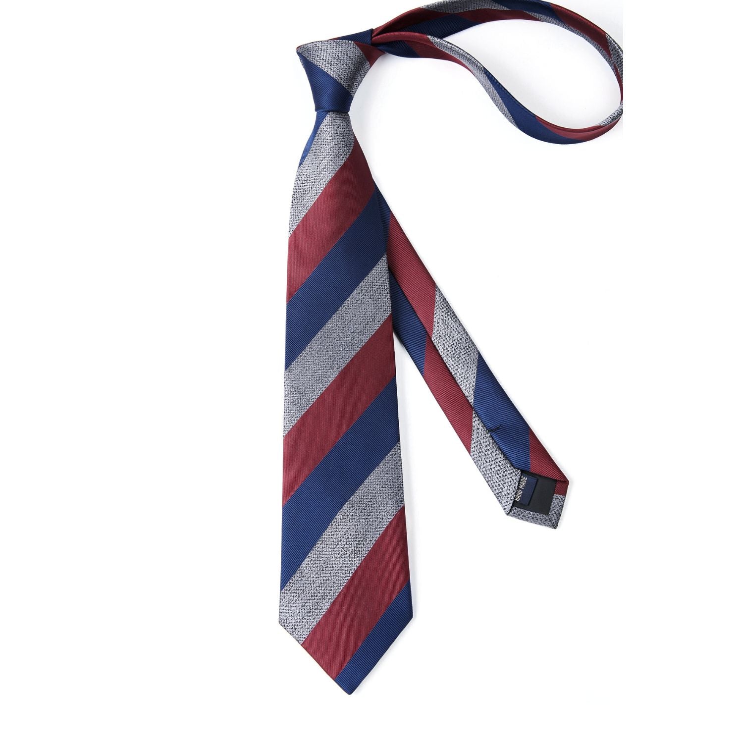Hisdern Burgundy Navy Blue Striped Business Tie Set