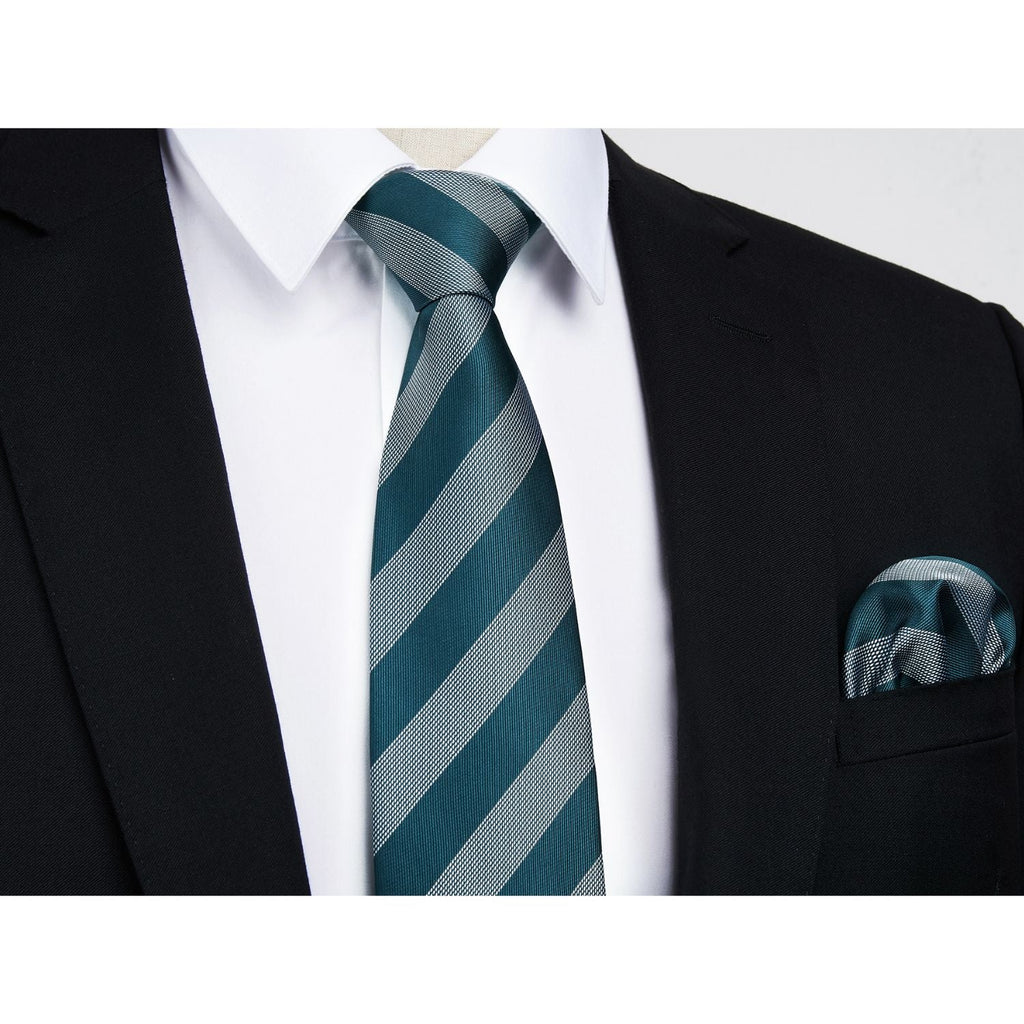 Hisdern Blue Striped Business Tie Set