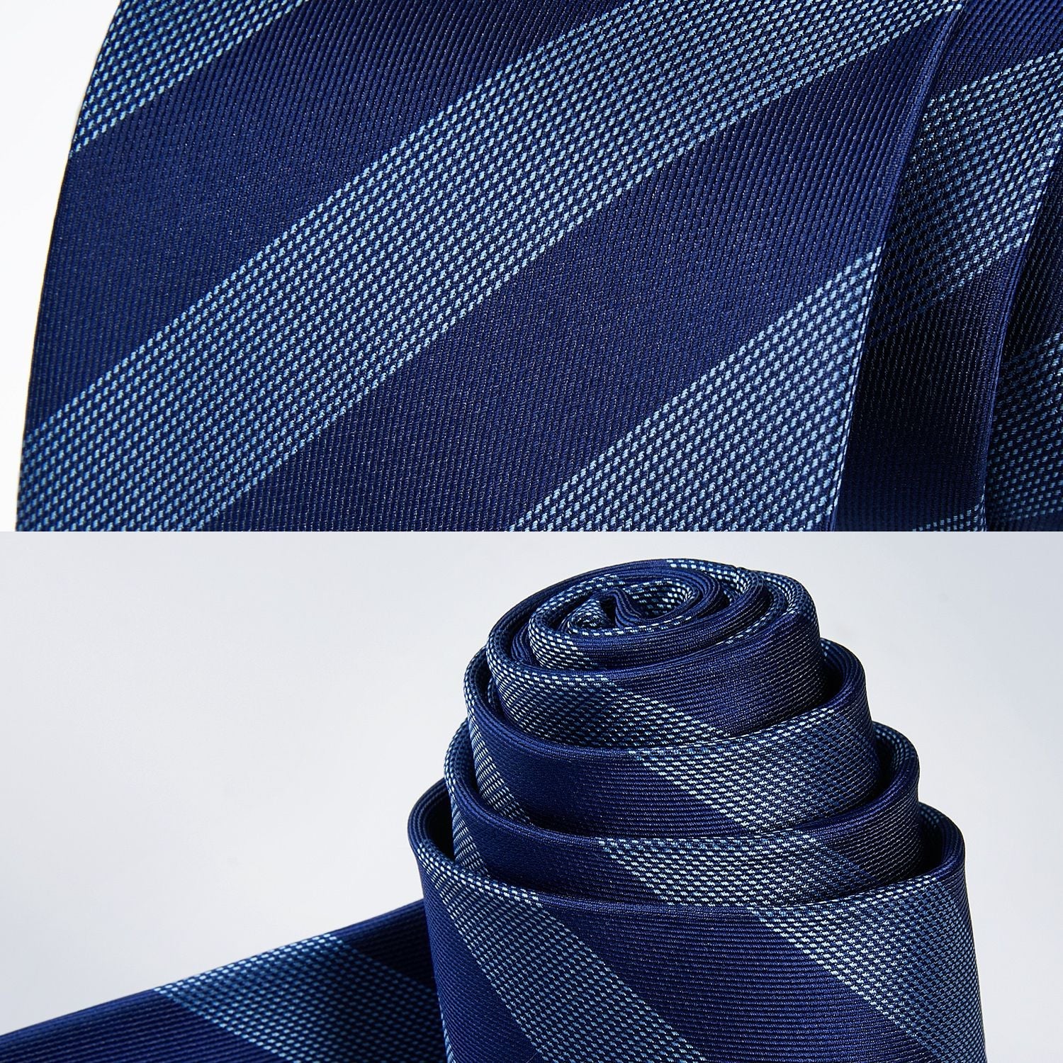 Hisdern Navy Blue Striped Business Tie Set