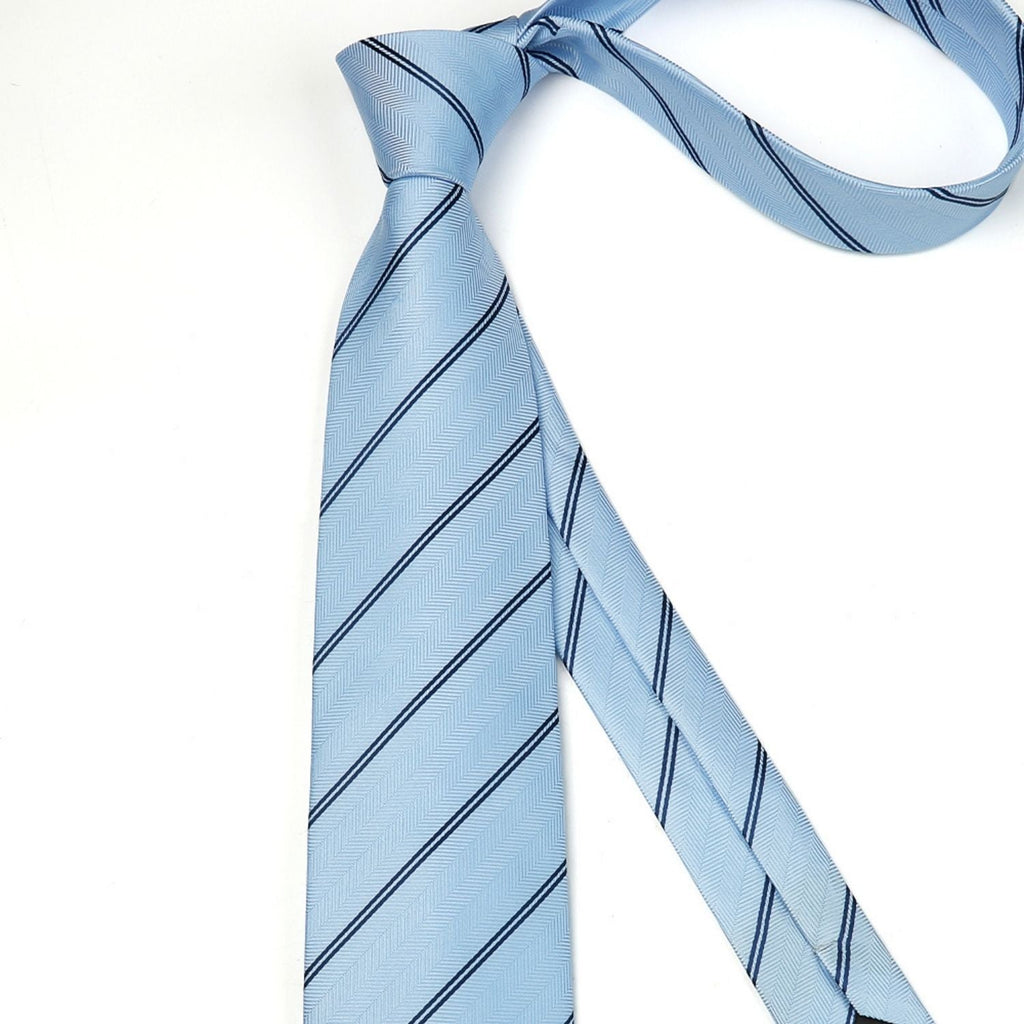 Hisdern Light Blue Striped Business Accessories Set with Cufflinks