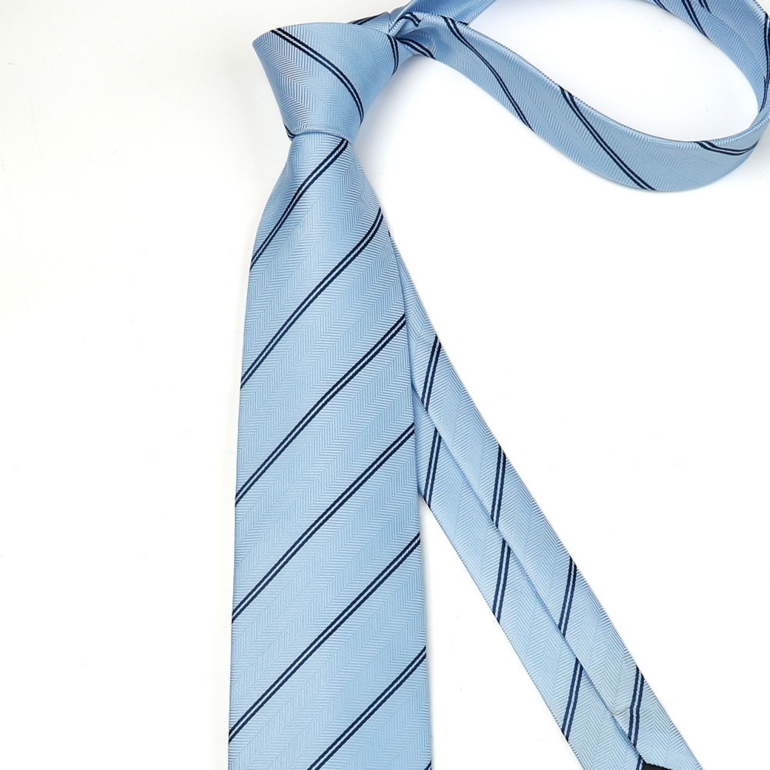 Hisdern Light Blue Striped Business Accessories Set with Cufflinks
