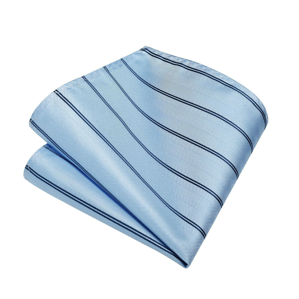 Hisdern Light Blue Striped Business Accessories Set with Cufflinks