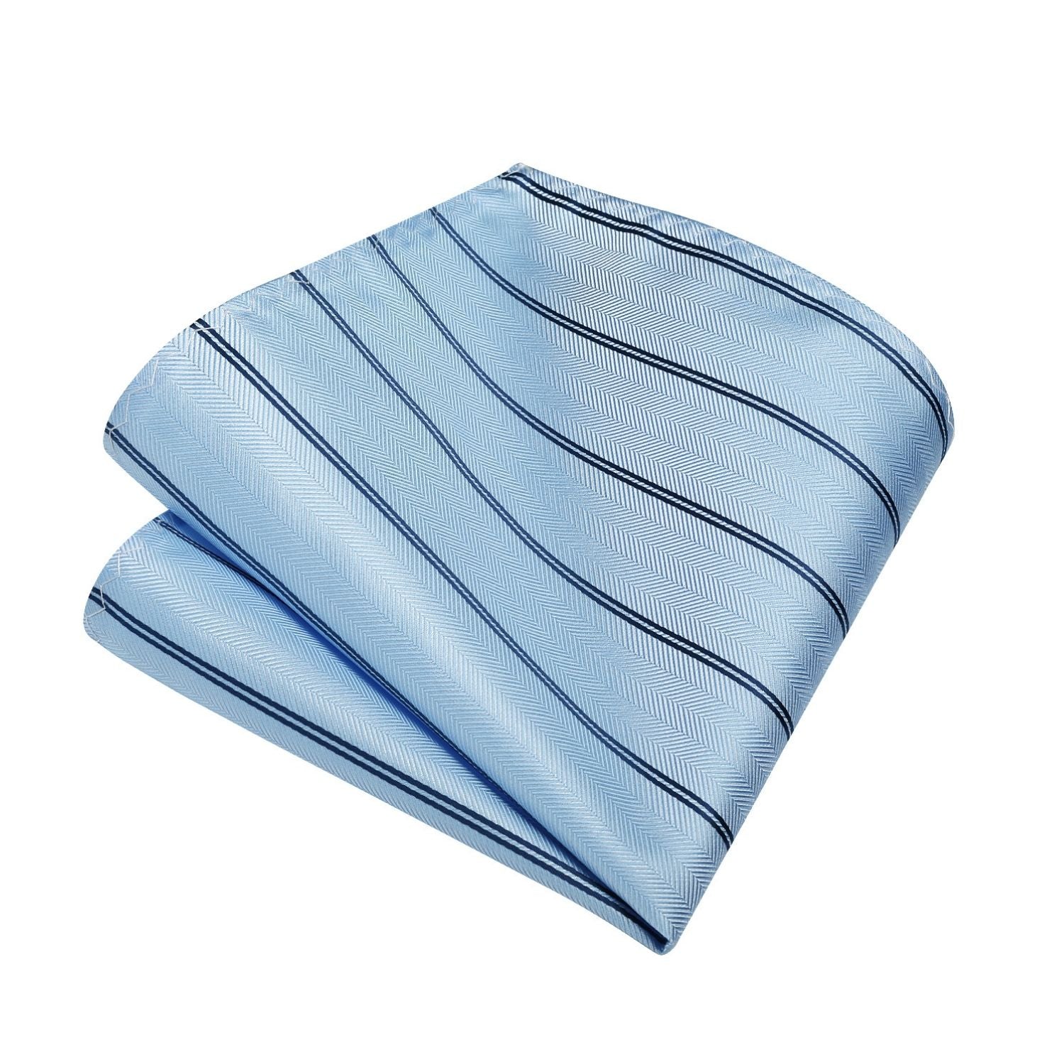 Hisdern Light Blue Striped Business Accessories Set with Cufflinks