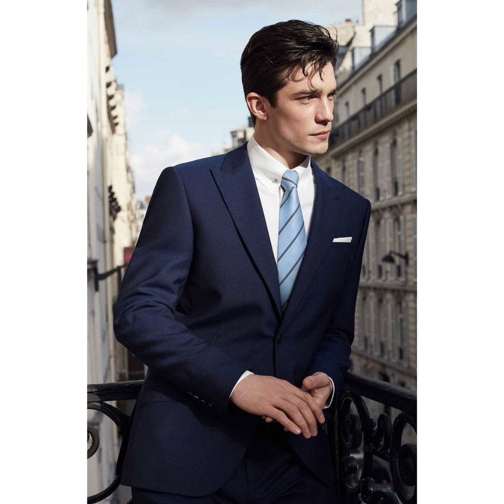 Hisdern Light Blue Striped Business Accessories Set with Cufflinks