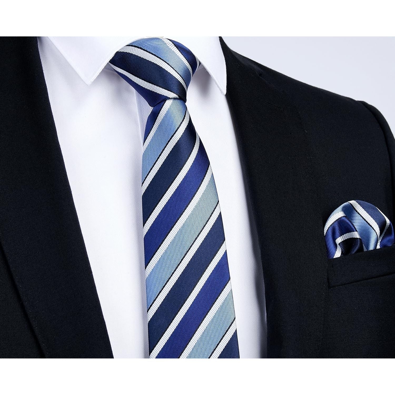 Hisdern Blue Striped Business Tie Set