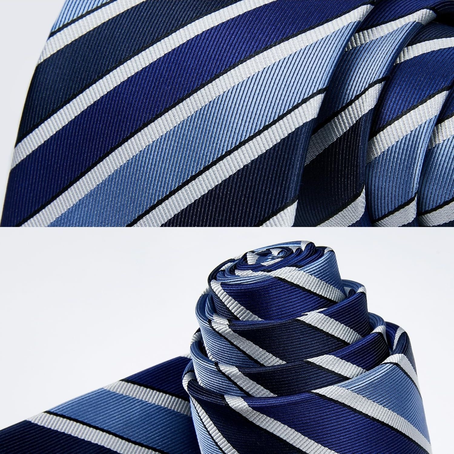 Hisdern Blue Striped Business Tie Set