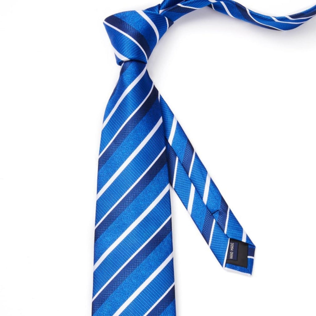 Hisdern Royal Blue Striped Business Accessories Set with Cufflinks