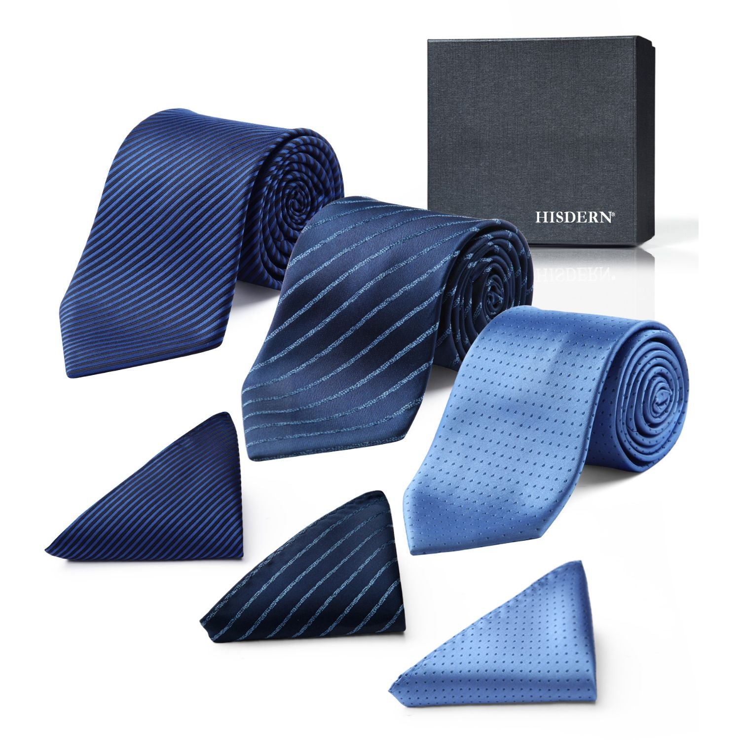 Hisdern 3-Piece Tie Set Wedding Accessory Gift Box Set T3-12
