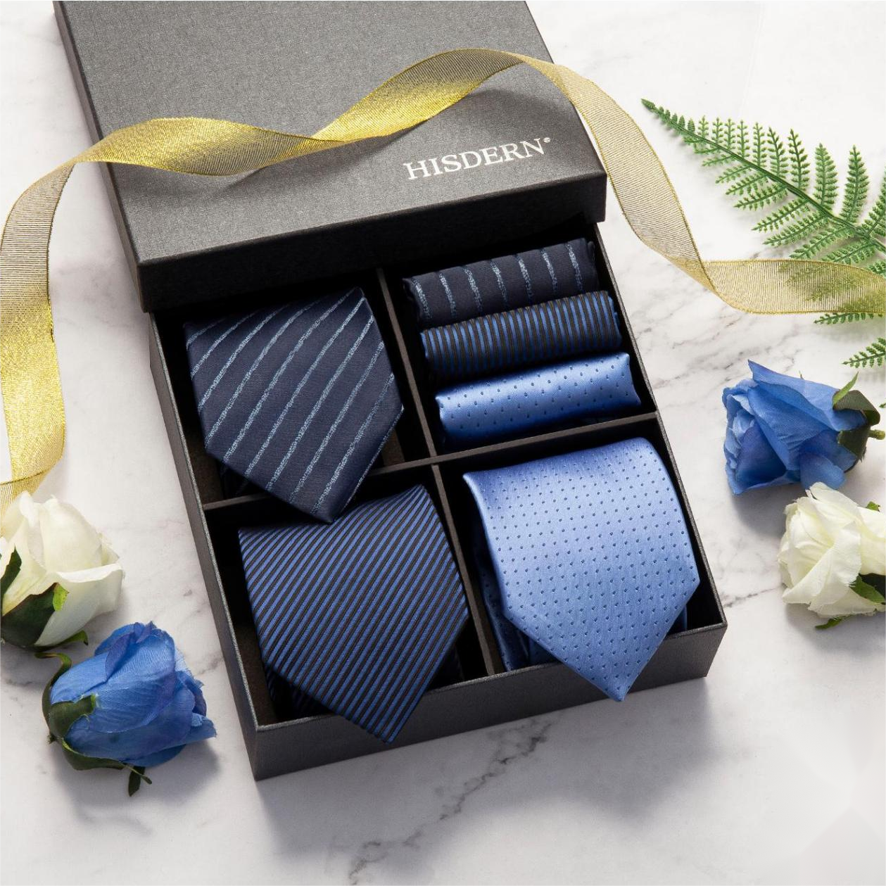 Hisdern 3-Piece Tie Set Wedding Accessory Gift Box Set T3-12