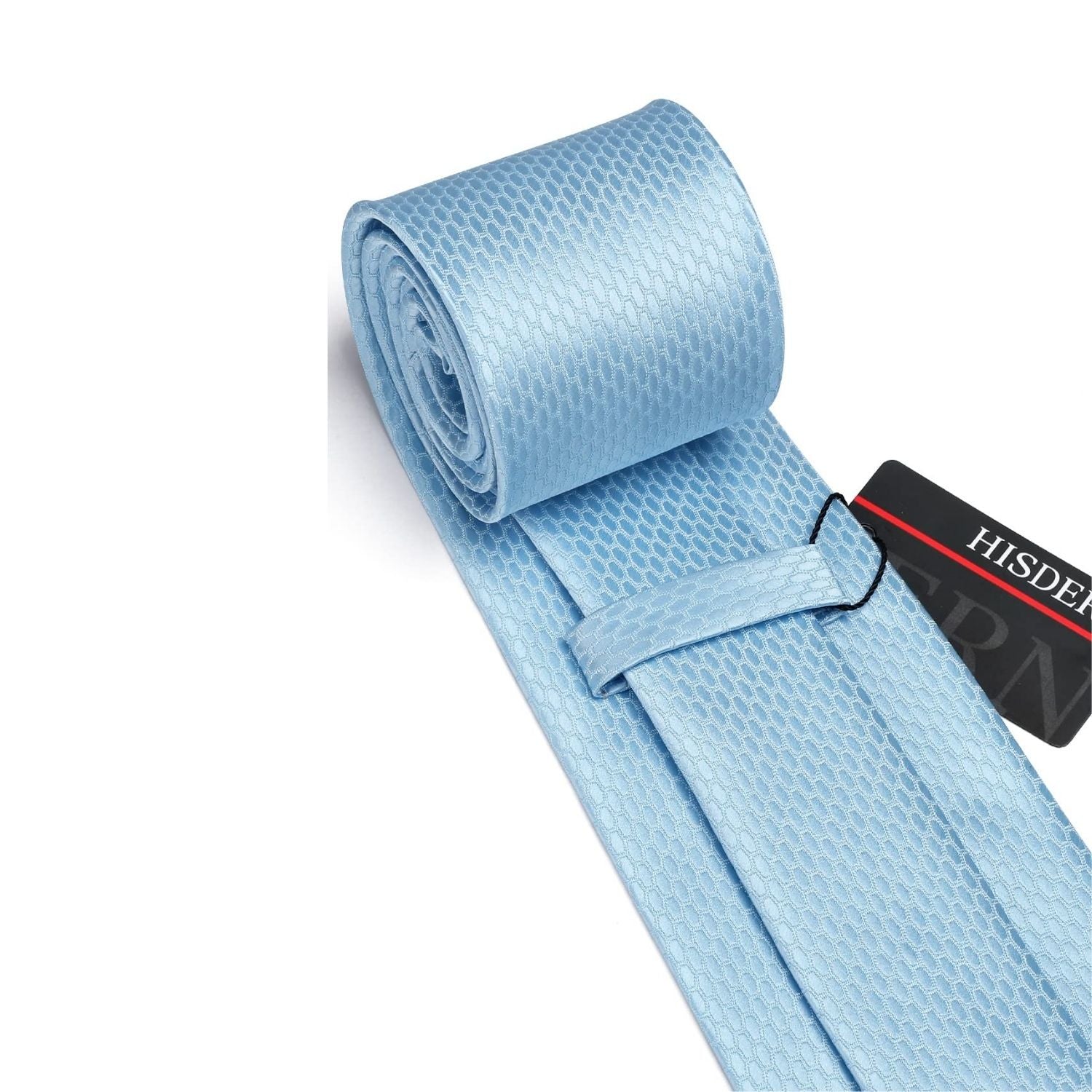 Hisdern Blue Plaid Pocket Square With Matching Tie