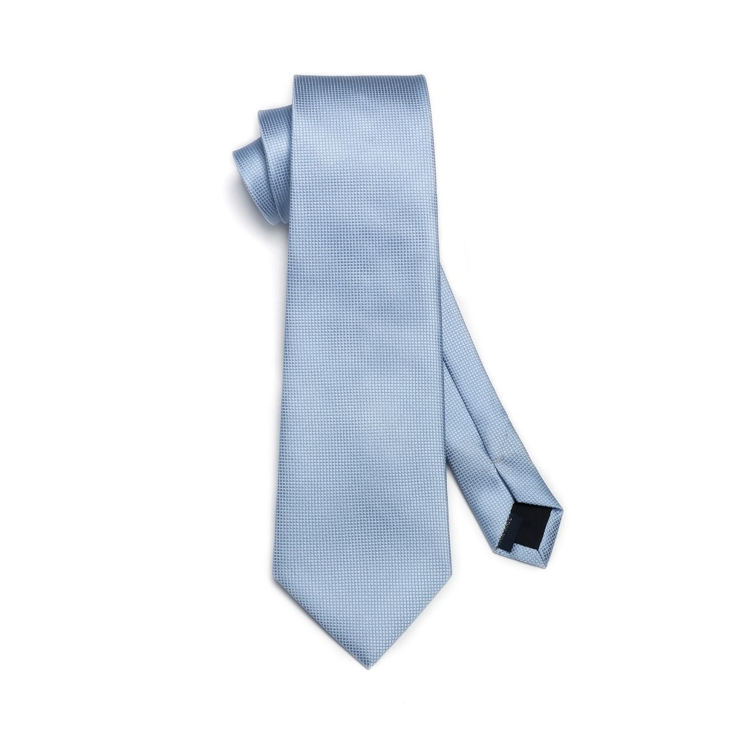 Hisdern Light Blue Plaid Pocket Square With Matching Tie