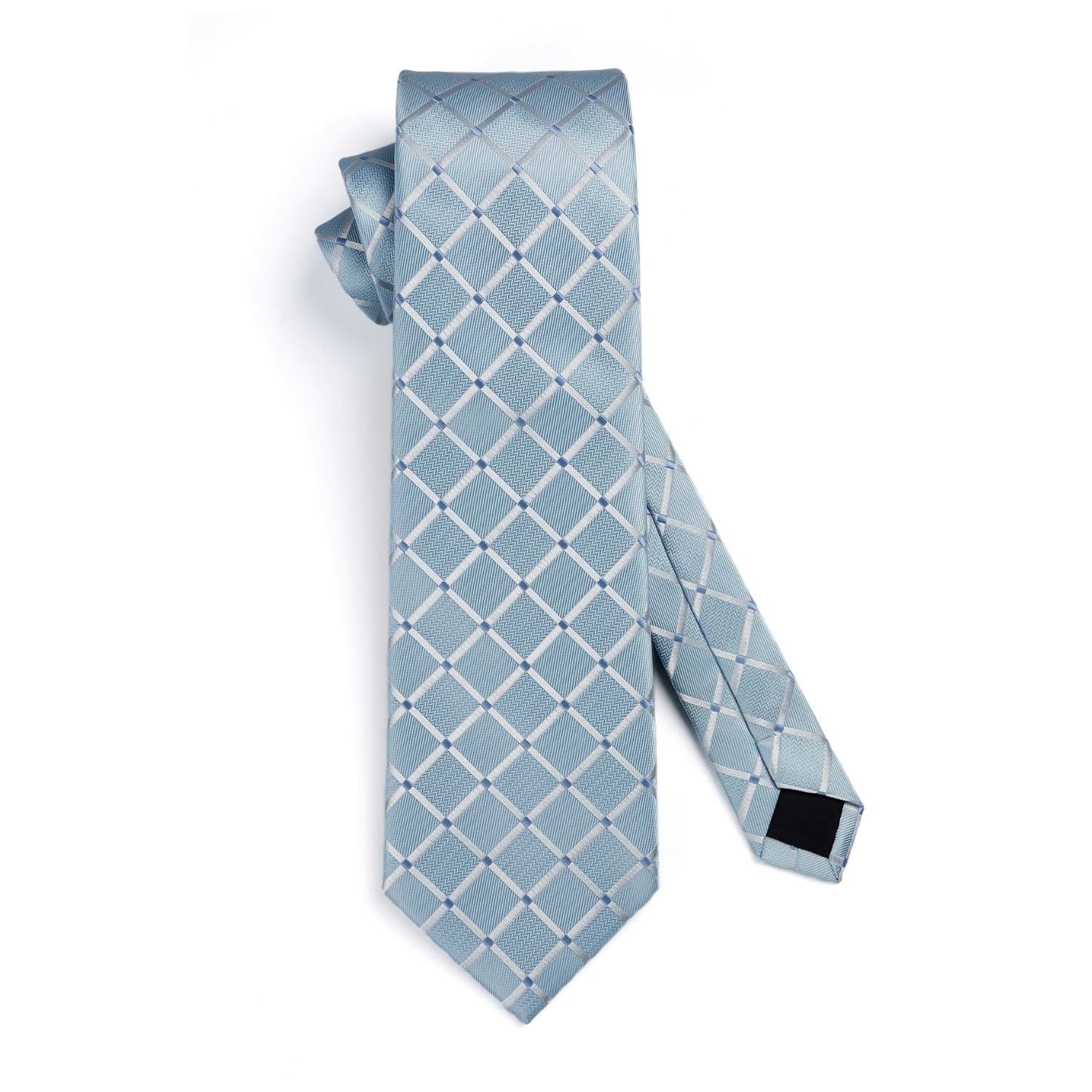 Hisdern Blue Plaid Pocket Square With Matching Tie