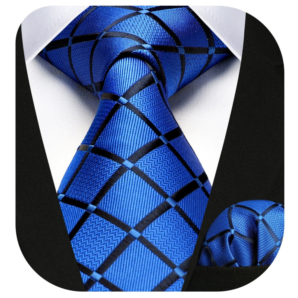 Hisdern Royal Blue Plaid Wedding Accessories Set