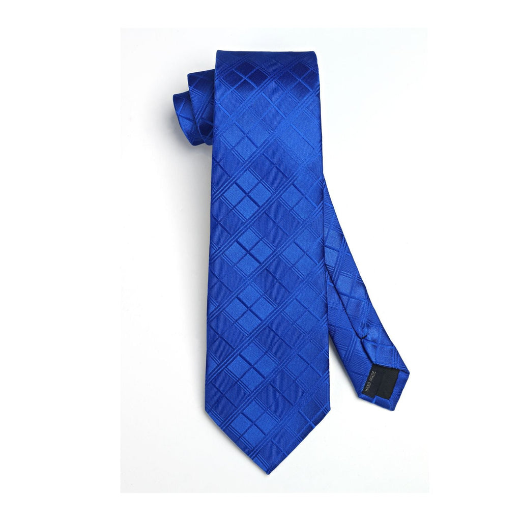 Hisdern Cobalt Blue Plaid Wedding Accessories Set