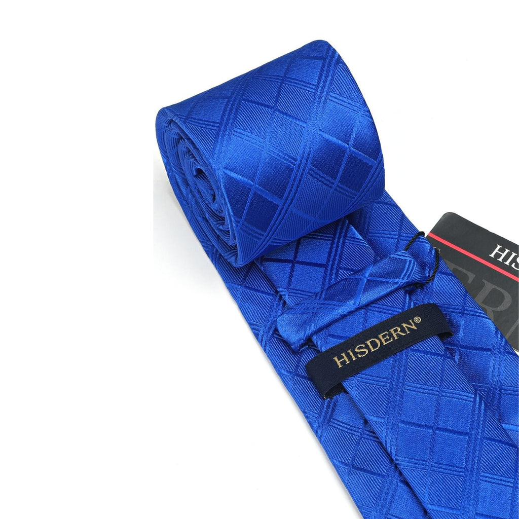 Hisdern Cobalt Blue Plaid Wedding Accessories Set