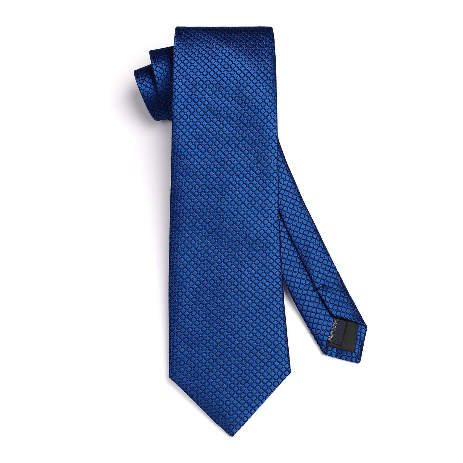 Hisdern Navy Blue Plaid Pocket Square With Matching Tie