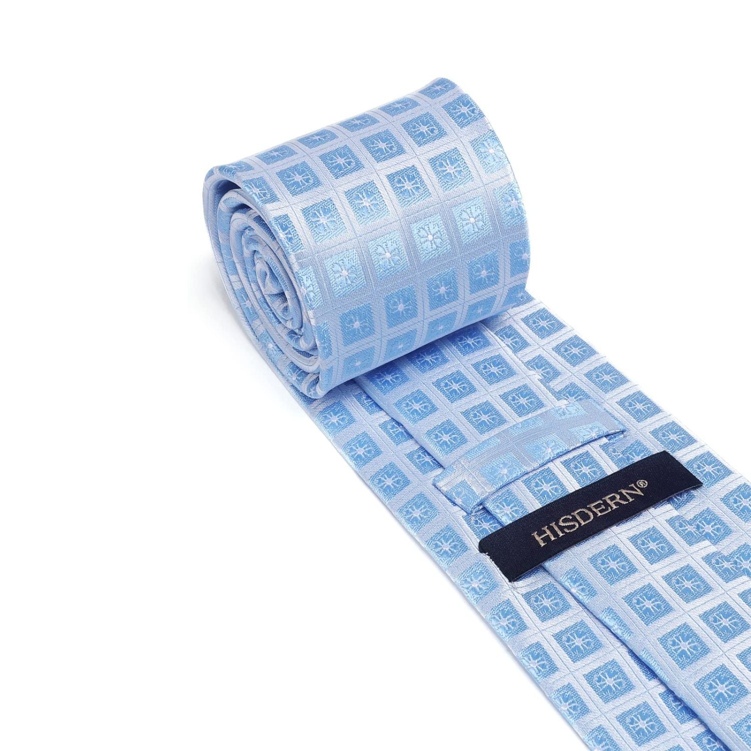 Hisdern Blue Plaid Tie Set For Groomsmen