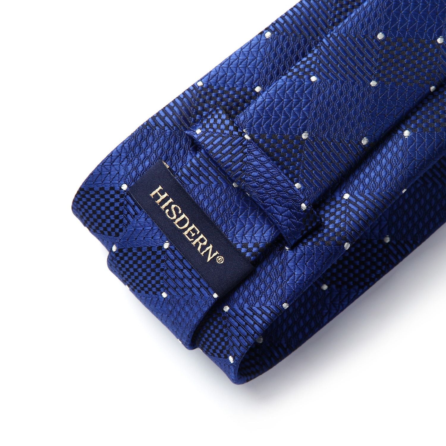 Hisdern Blue White Plaid Pocket Square With Matching Tie