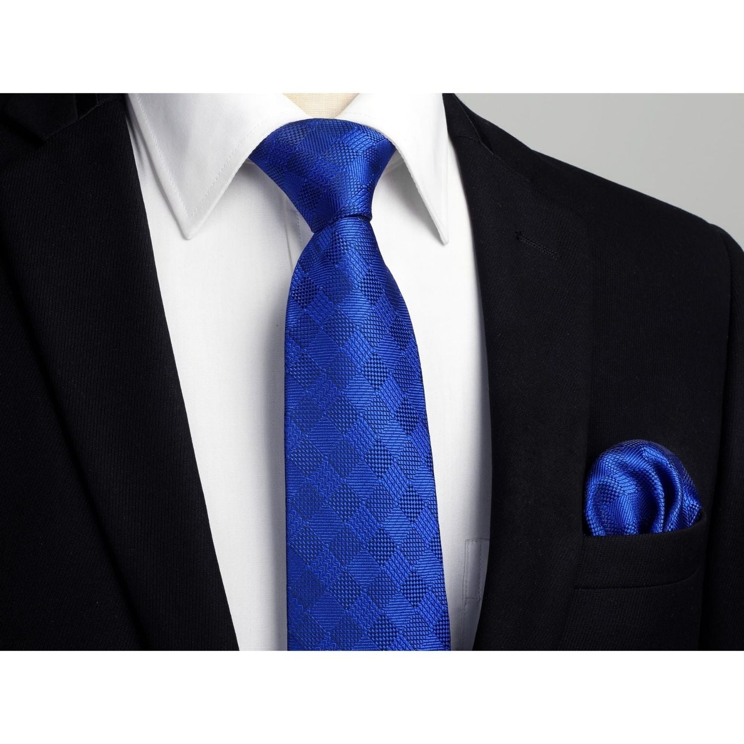 Hisdern Navy Blue Plaid Wedding Accessories Set