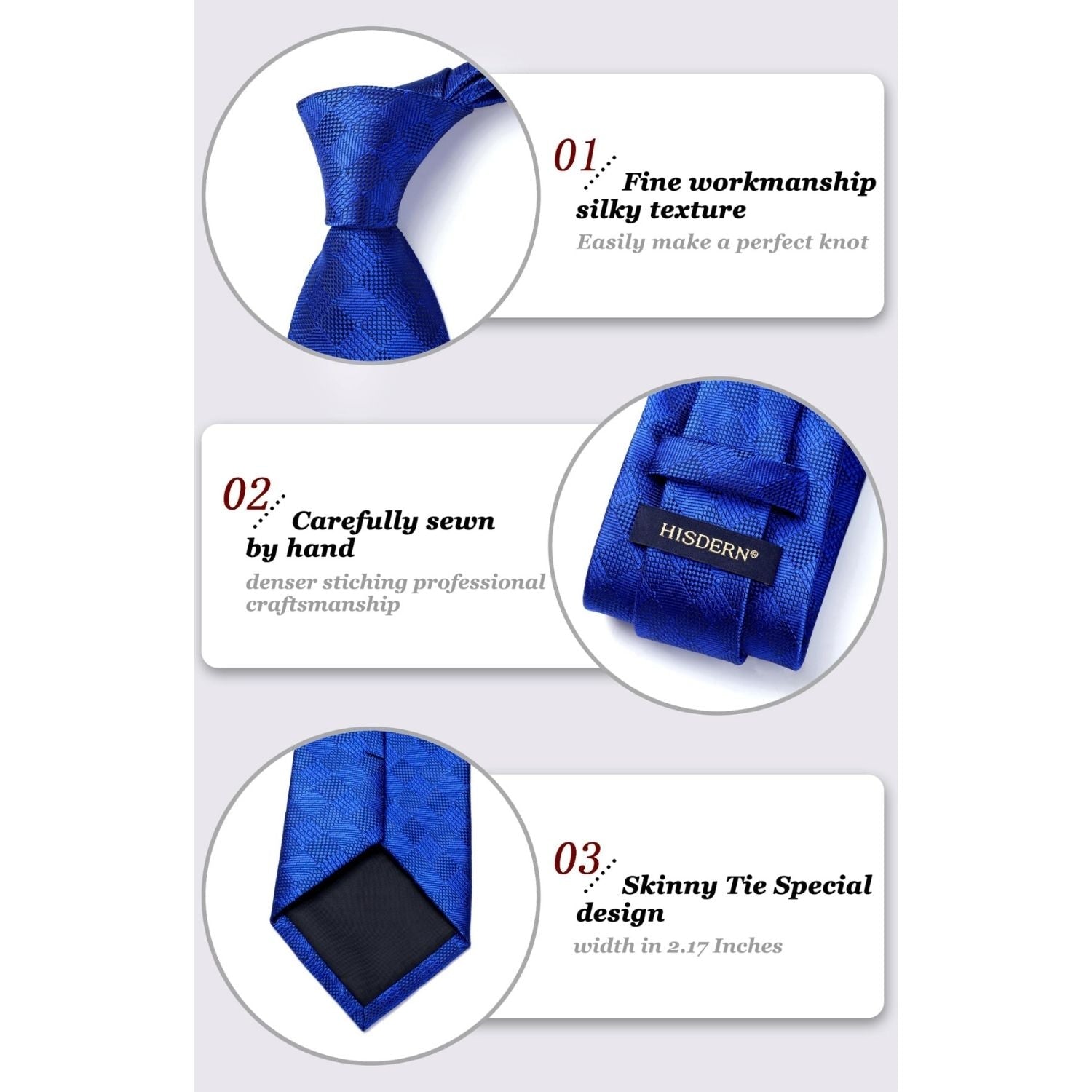 Hisdern Navy Blue Plaid Wedding Accessories Set