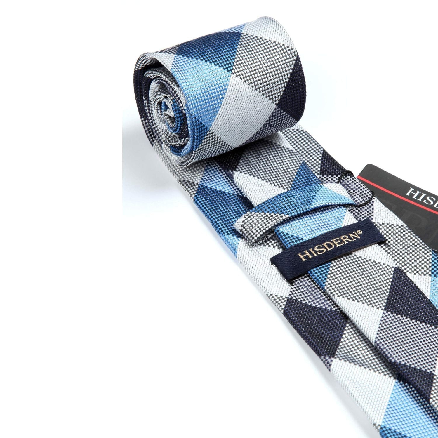 Hisdern Blue Plaid Pocket Square With Matching Tie