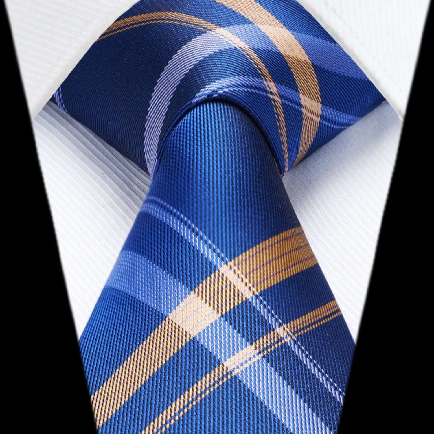 Hisdern Blue Plaid Tie Set For Groomsmen